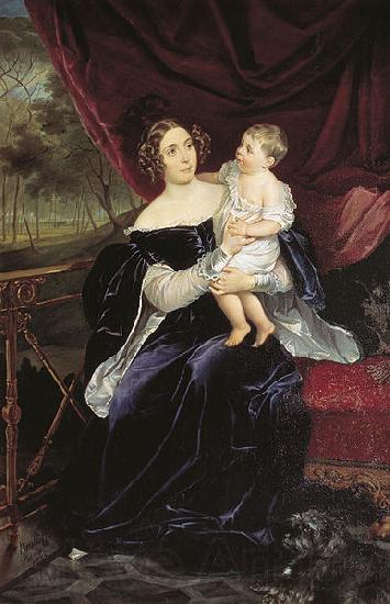 Karl Briullov Portrait of the Princess Olga Ivanovna Orlova-Davydova with her daughter Natalya Vladimirovna Spain oil painting art